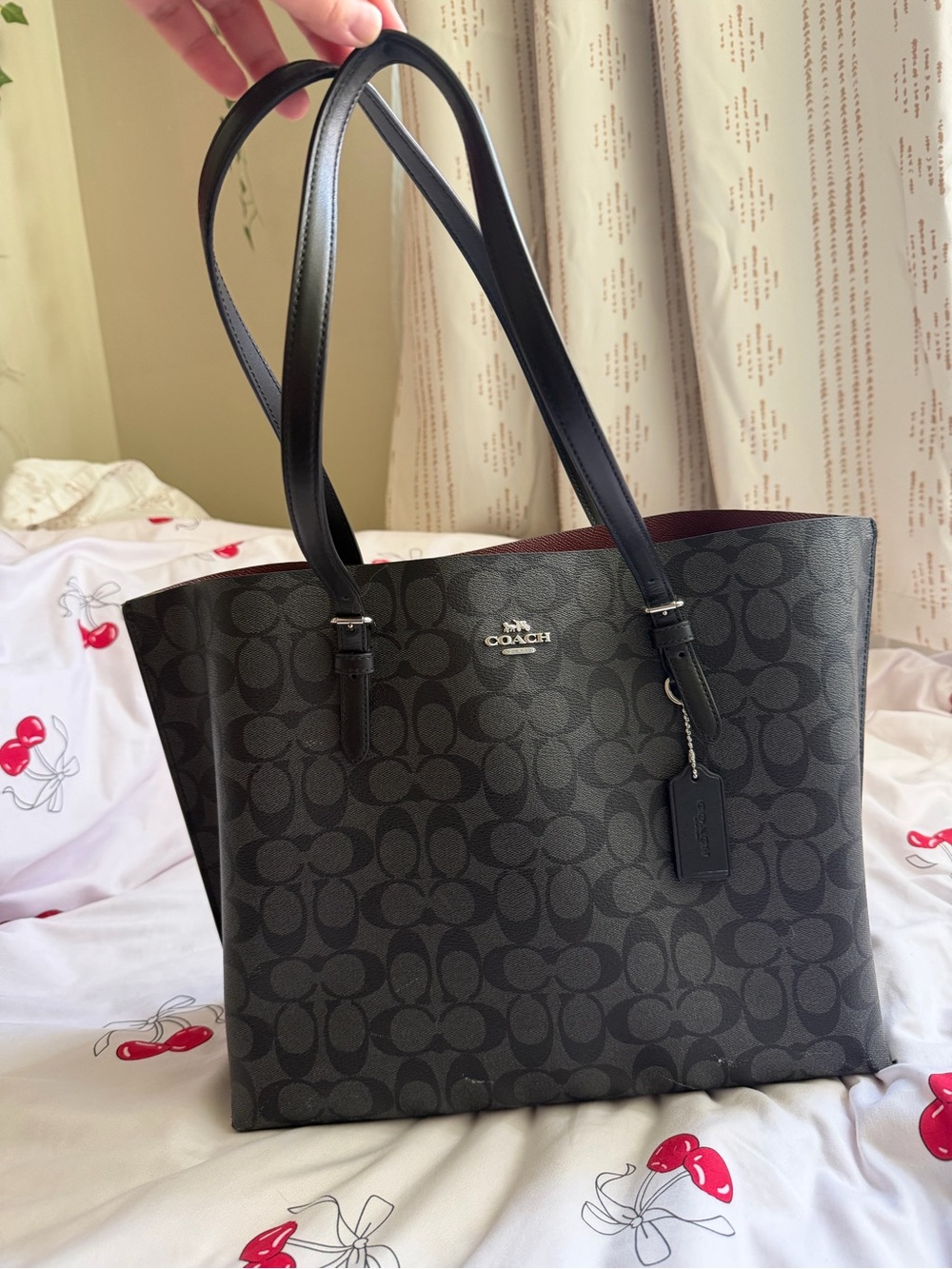 Coach Mollie Tote Bag Black/Gray Coach Signature limited edition